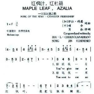 红枫叶,红杜鹃 中加友谊之歌_民歌简谱