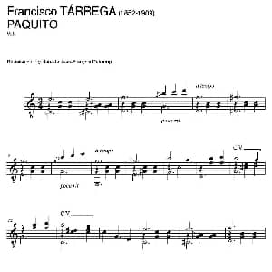 PAQUITO Vals 吉他谱 弗朗西斯科 泰雷加 Francisco Tarrega 1852 1909