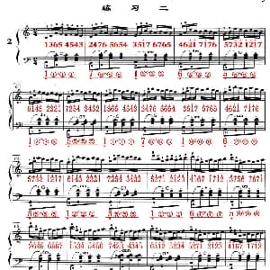 手风琴谱 | 哈农 手风琴手指练习 之二 五线谱 简谱