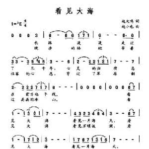 看见大海_民歌简谱_词曲:赵大鸣 赵小也