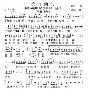 会飞的心_通俗唱法乐谱_词曲:甲丁 关峡