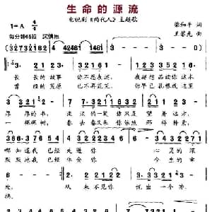 生命的源流_通俗唱法乐谱_词曲:梁和平 王黎光
