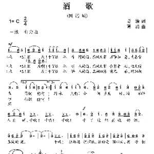 酒歌_歌曲简谱_词曲:林光耀 葛清