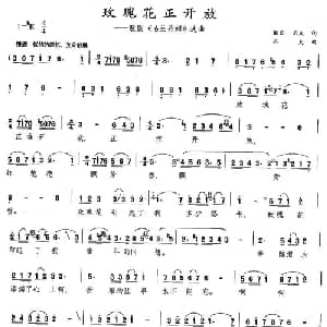 玫瑰花正开放_美声唱法乐谱_词曲:张目 石夫 石夫