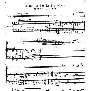 长笛曲谱 | Fantaisie Sur Le Freyschutz 魔弹射手幻想曲 长笛 钢琴 塔法内 Taffanel