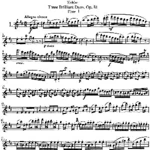 长笛曲谱 | 库劳长笛二重奏练习三段OP.81 Flute 1 NO.1 Kuhlau 库劳