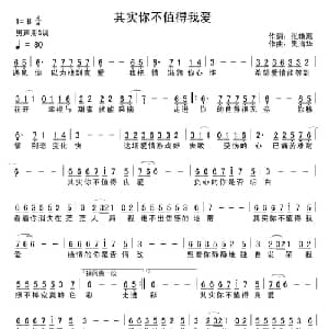 其实你不值得我爱_通俗唱法乐谱_词曲:张艳惠 吴清华