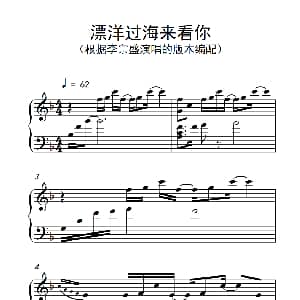 漂洋过海来看你 钢琴谱