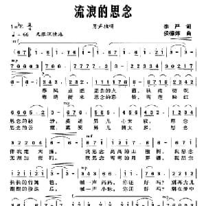 流浪的思念_通俗唱法乐谱_词曲:李严 侯德炜