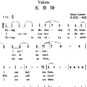 Valotte 瓦洛特_外国歌谱_词曲: 朱利安 列农