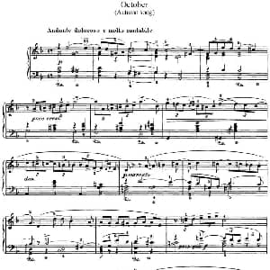 柴可夫斯基 四季 10月 秋之歌 d小调 Autumn Song D minor 钢琴谱 柴可夫斯基