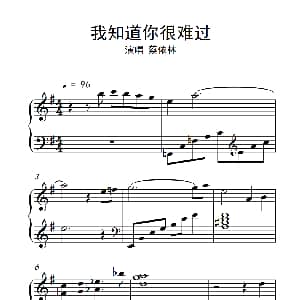 我知道你很难过 钢琴谱