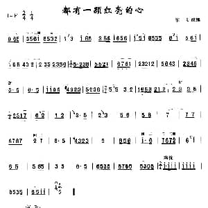 二胡谱 | 都有一颗红亮的心 宋飞 改编