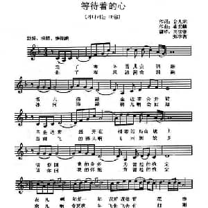 朝鲜族 等待着的心_美声唱法乐谱_词曲:金光龙 翻译 高仕蓉 郑学哲 崔东赫