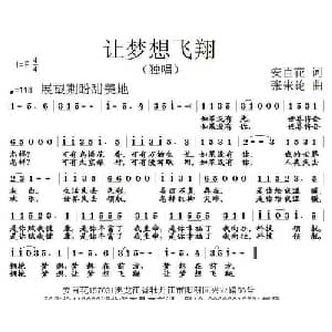 让梦想飞翔_通俗唱法乐谱_词曲:安百花 张朱论