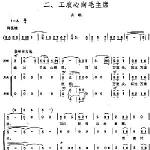 毛泽东同志主办农民运动讲习所颂歌 组曲:二 工农心向毛主席_合唱歌谱