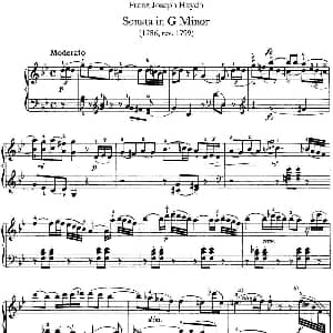 海顿 钢琴奏鸣曲 Hob XVI 44 in G minor 钢琴谱 海顿