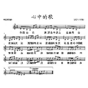 心中的歌_通俗唱法乐谱_词曲:白龙飞 白龙飞