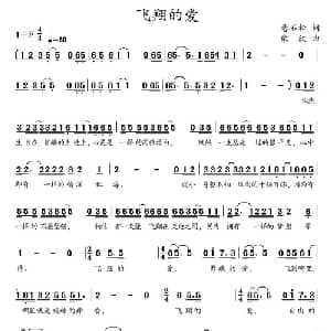 飞翔的爱_通俗唱法乐谱_词曲:悬石松 柴欣
