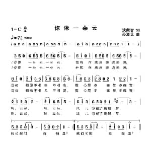 你像一朵云_通俗唱法乐谱_词曲:沈献智 孙元艺