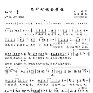 绿叶对根的情意_通俗唱法乐谱_词曲:王健 谷建芬