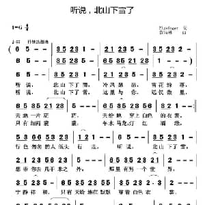 听说,北山下雪了_通俗唱法乐谱_词曲:Zlgkinger 黄清林