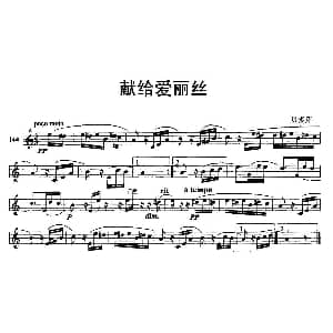 献给爱丽丝 主题乐段简单版 单簧管 贝多芬