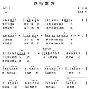恩师难忘_民歌简谱_词曲:瞿琮 王佑贵