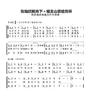 在灿烂阳光下 唱支上个给党听_歌曲简谱