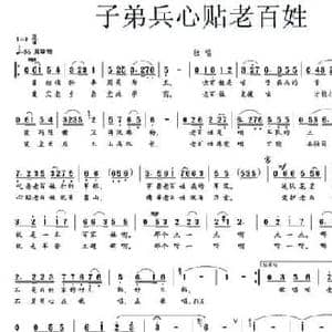 子弟兵心贴老百姓_民歌简谱_词曲:胡宏伟 铁源