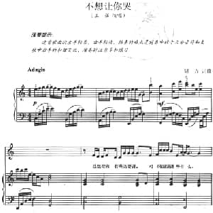 不想让你哭_通俗唱法乐谱_词曲:胡力 胡力