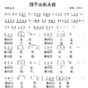回不去的从前_通俗唱法乐谱_词曲:王金刚 王金刚