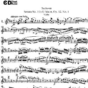 小提琴谱 | Violin Sonata No.1 in D Major Op.12 No.1