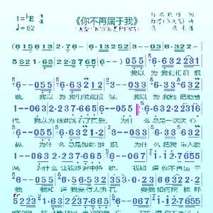 你不再属于我_歌曲简谱_词曲:灯塔 晓颖 灯塔