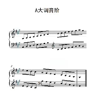 第二级 A大调音阶 钢琴谱