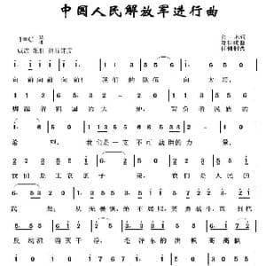 军旅歌曲100首:中国人民解放军进行曲_歌曲简谱_词曲:公木 郑律成