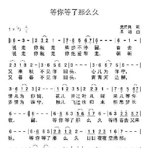 等你等了那么久_通俗唱法乐谱_词曲:史英良 吴雄