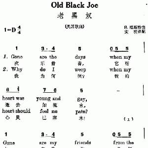 老黑奴 美国 _外国歌谱_词曲: 美 S 福斯特作曲 安波译配