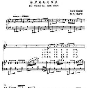 黑眉毛的姑娘_民歌简谱_词曲: 乌兹别克族民歌 臧东升配伴奏