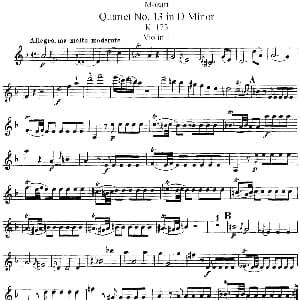 小提琴谱 | Mozart Quartet No.13 in D Minor,K.173 Violin 1分谱