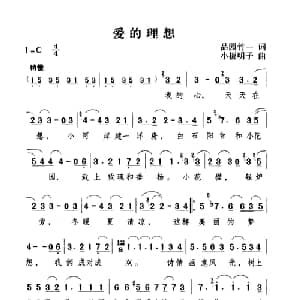 爱的理想_通俗唱法乐谱_词曲:品园竹一 小板明子