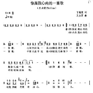 你是我心内的一首歌_通俗唱法乐谱_词曲:丁晓雯 王力宏