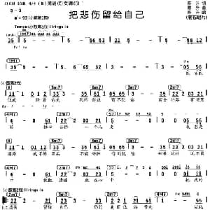 把悲伤留给自己_通俗唱法乐谱_词曲:陈升 陈升