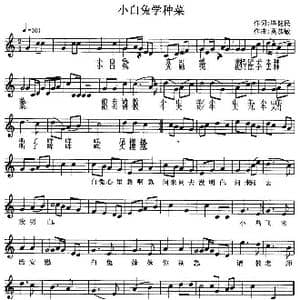 小白兔学种菜_歌曲简谱_词曲:毕健民 莫恭敏