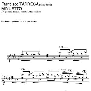 MINUETTO A mi preditecta discipula y noble Srta. Maria Rita Bondi 吉他谱 弗朗西斯科 泰雷加 Francisco Tarrega 1852 1909