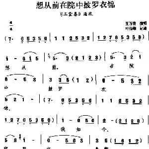 扬剧 想从前在院中披罗衣锦 玉堂春 选段 王万青
