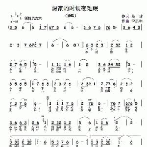 想家的时候夜难眠_通俗唱法乐谱_词曲:苑冰 李志明