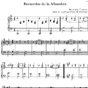 小提琴谱 | Recuerdos de la Alhambra 阿尔罕布拉的回忆 钢琴伴奏分谱 塔雷加