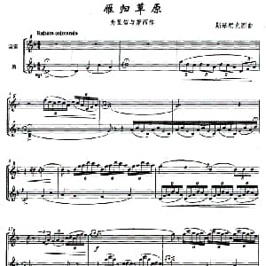 雁归草原 竖笛 箫 五线谱