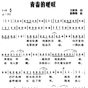 青春的嗟叹_通俗唱法乐谱_词曲:王新良 彭燕修